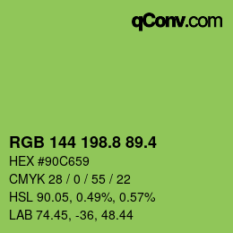 カラーコード: RGB 144 198.8 89.4 | qconv.com