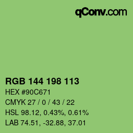 Color code: RGB 144 198 113 | qconv.com