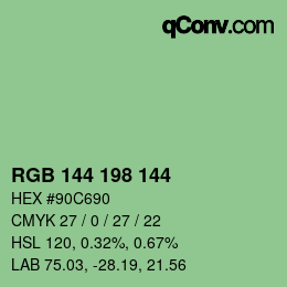 Código de color: RGB 144 198 144 | qconv.com