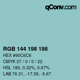 Color code: RGB 144 198 198 | qconv.com