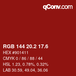 カラーコード: RGB 144 20.2 17.6 | qconv.com