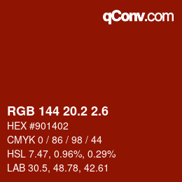 カラーコード: RGB 144 20.2 2.6 | qconv.com