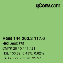 カラーコード: RGB 144 200.2 117.6 | qconv.com