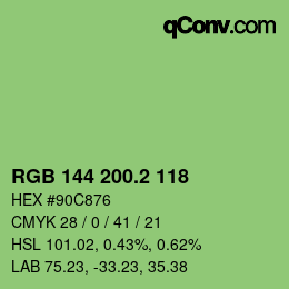 カラーコード: RGB 144 200.2 118 | qconv.com