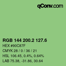カラーコード: RGB 144 200.2 127.6 | qconv.com
