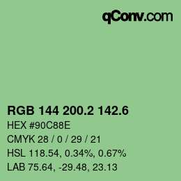 カラーコード: RGB 144 200.2 142.6 | qconv.com