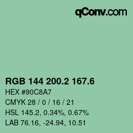 カラーコード: RGB 144 200.2 167.6 | qconv.com