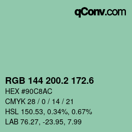 カラーコード: RGB 144 200.2 172.6 | qconv.com