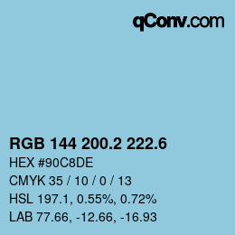 カラーコード: RGB 144 200.2 222.6 | qconv.com