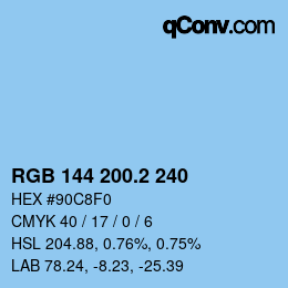 カラーコード: RGB 144 200.2 240 | qconv.com
