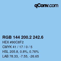 カラーコード: RGB 144 200.2 242.6 | qconv.com