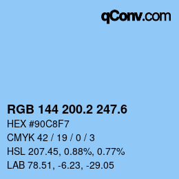 カラーコード: RGB 144 200.2 247.6 | qconv.com