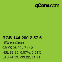 カラーコード: RGB 144 200.2 57.6 | qconv.com