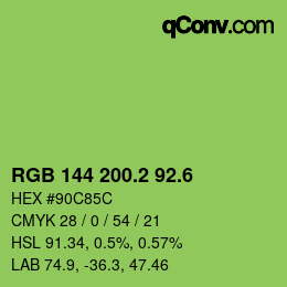 カラーコード: RGB 144 200.2 92.6 | qconv.com