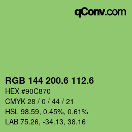 カラーコード: RGB 144 200.6 112.6 | qconv.com
