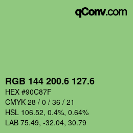 カラーコード: RGB 144 200.6 127.6 | qconv.com