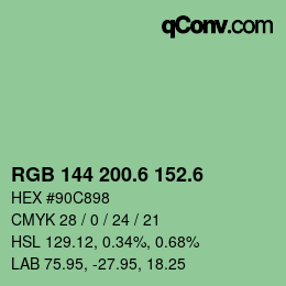 カラーコード: RGB 144 200.6 152.6 | qconv.com