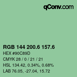 カラーコード: RGB 144 200.6 157.6 | qconv.com
