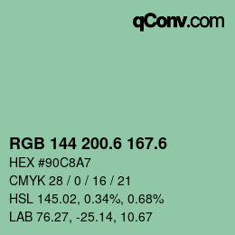 カラーコード: RGB 144 200.6 167.6 | qconv.com