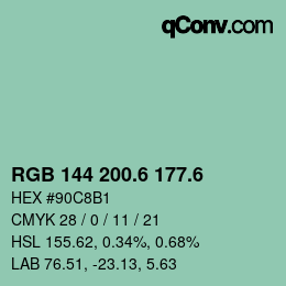 カラーコード: RGB 144 200.6 177.6 | qconv.com