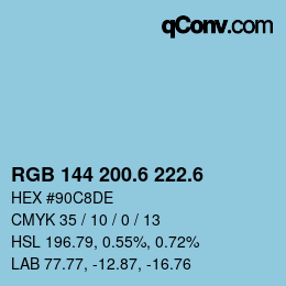 カラーコード: RGB 144 200.6 222.6 | qconv.com