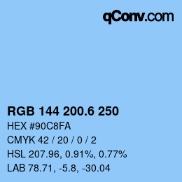 カラーコード: RGB 144 200.6 250 | qconv.com