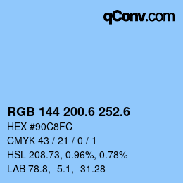 カラーコード: RGB 144 200.6 252.6 | qconv.com
