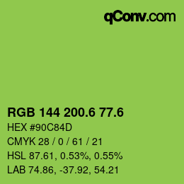 カラーコード: RGB 144 200.6 77.6 | qconv.com