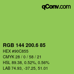 カラーコード: RGB 144 200.6 85 | qconv.com