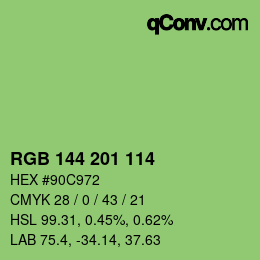 Color code: RGB 144 201 114 | qconv.com