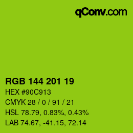 Color code: RGB 144 201 19 | qconv.com