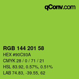 颜色代码: RGB 144 201 58 | qconv.com