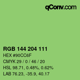 Color code: RGB 144 204 111 | qconv.com