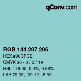 カラーコード: RGB 144 207 206 | qconv.com