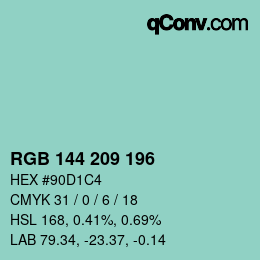 Color code: RGB 144 209 196 | qconv.com