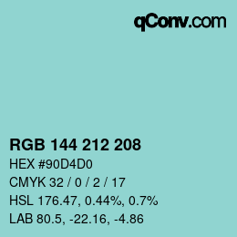 カラーコード: RGB 144 212 208 | qconv.com