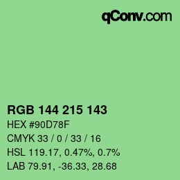 Color code: RGB 144 215 143 | qconv.com