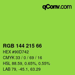 Color code: RGB 144 215 66 | qconv.com