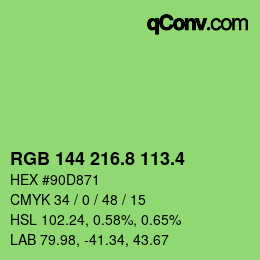 カラーコード: RGB 144 216.8 113.4 | qconv.com
