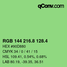 カラーコード: RGB 144 216.8 128.4 | qconv.com