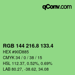カラーコード: RGB 144 216.8 133.4 | qconv.com