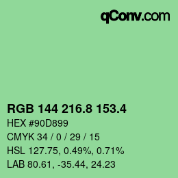 カラーコード: RGB 144 216.8 153.4 | qconv.com