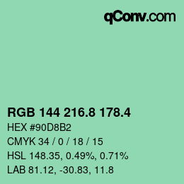 カラーコード: RGB 144 216.8 178.4 | qconv.com