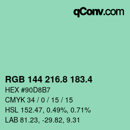 カラーコード: RGB 144 216.8 183.4 | qconv.com