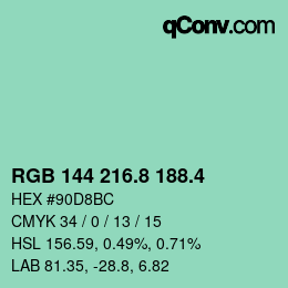 カラーコード: RGB 144 216.8 188.4 | qconv.com