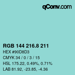 Color code: RGB 144 216.8 211 | qconv.com