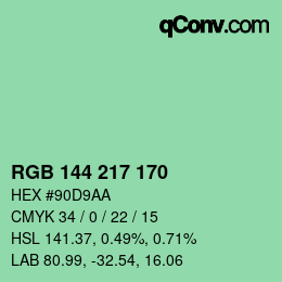 カラーコード: RGB 144 217 170 | qconv.com