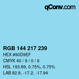 Código de color: RGB 144 217 239 | qconv.com
