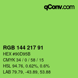 Color code: RGB 144 217 91 | qconv.com