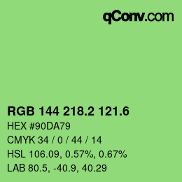 カラーコード: RGB 144 218.2 121.6 | qconv.com